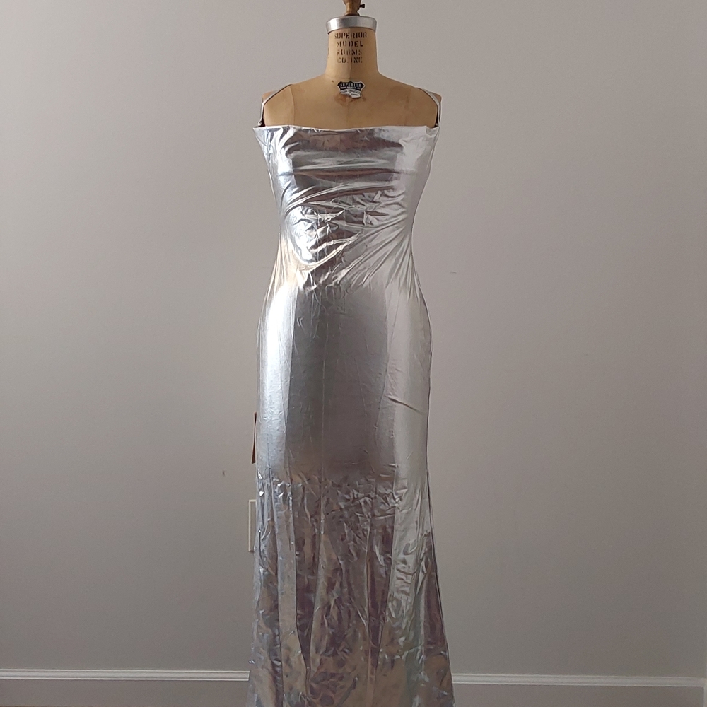 Elegant Silver Maxi Dress